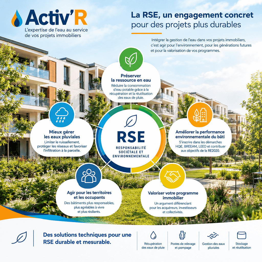 Intégrer la récupération d'eau de pluie dans un programme immobilier.