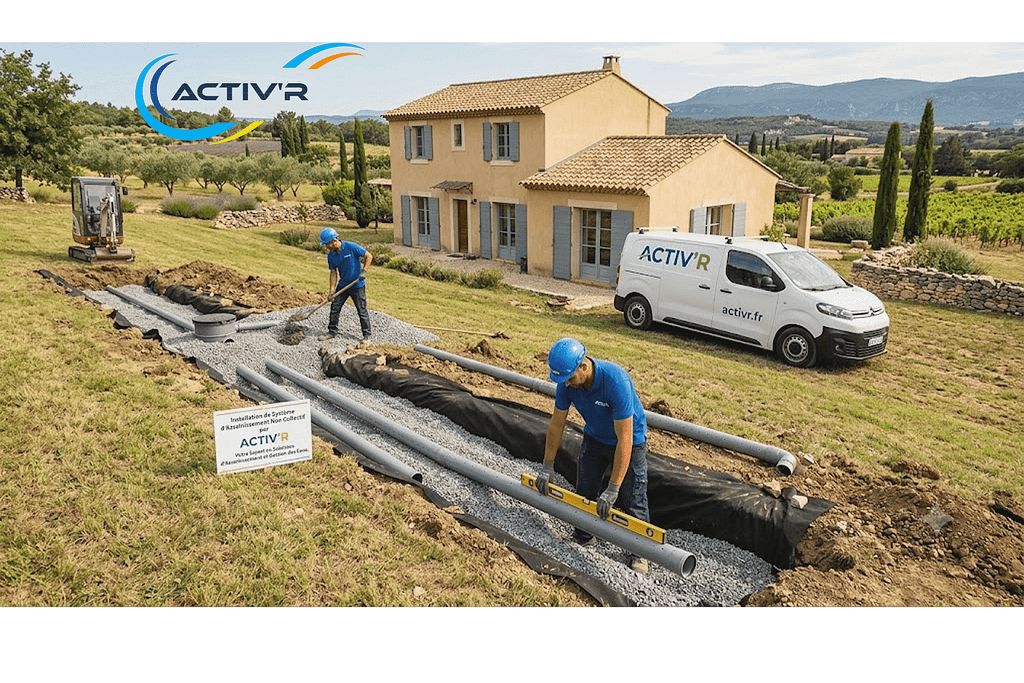 Chantier filtre compact avec un épandage à Cucuron 84