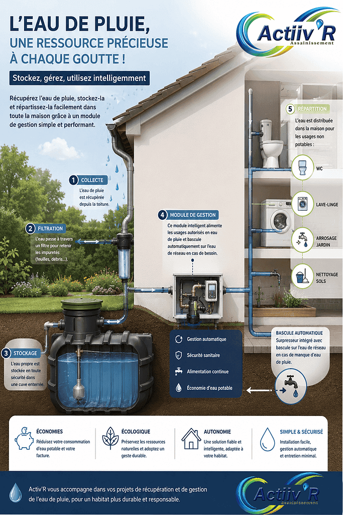 Exemple d'installation de gestion d'eau de pluie